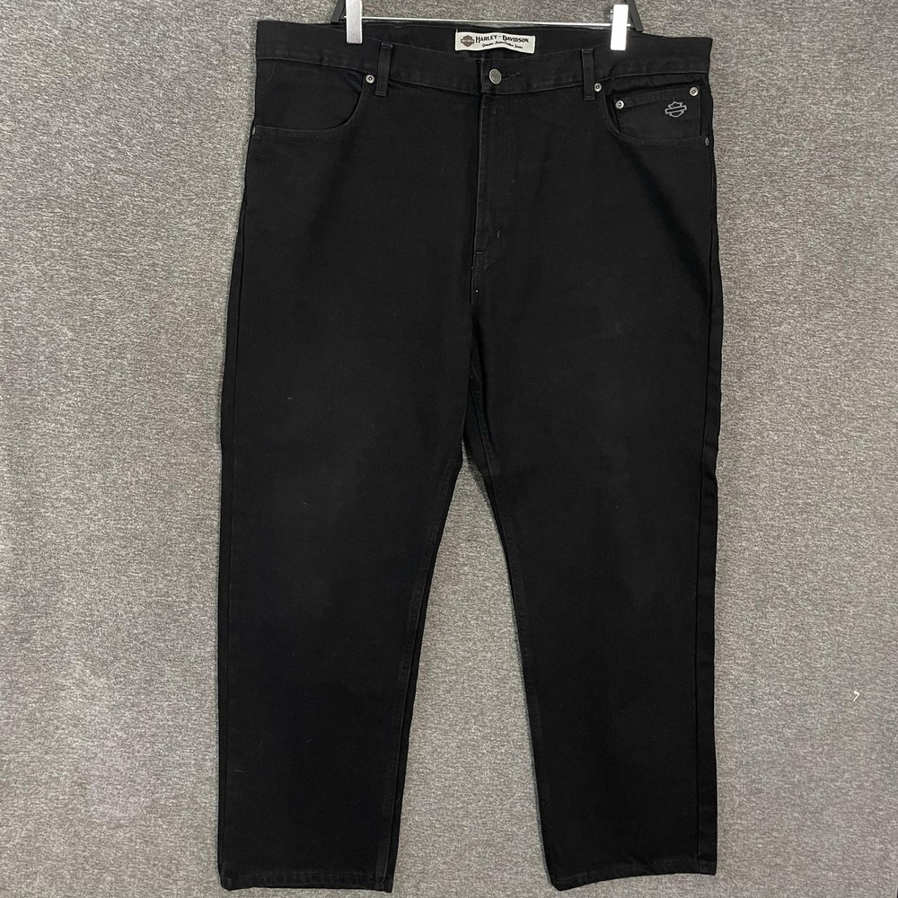 Harley-Davidson Jeans Mens 42x31 Black Straight Leg Denim Biker 2RXT-H-DMC